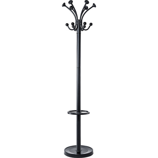 MAULnubis coat stand, with 20 hooks and umbrella holder, black.