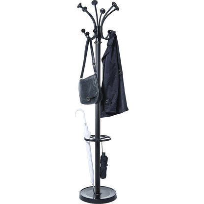 MAULnubis coat stand, with 20 hooks and umbrella holder, black.