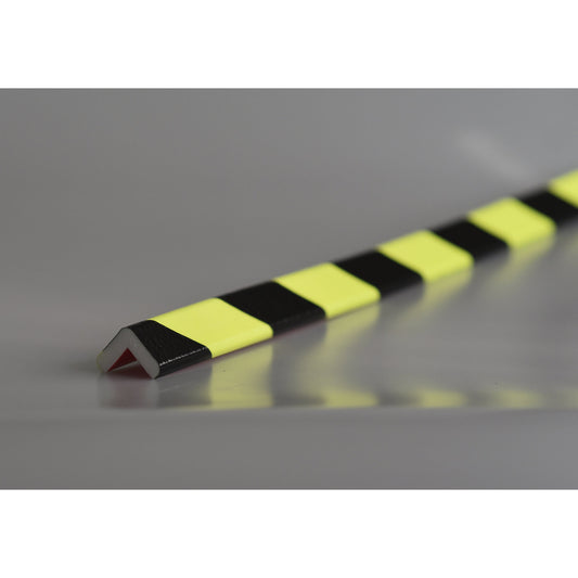 Knuffi® corner protection, type E, 1 m piece, black / fluorescent.