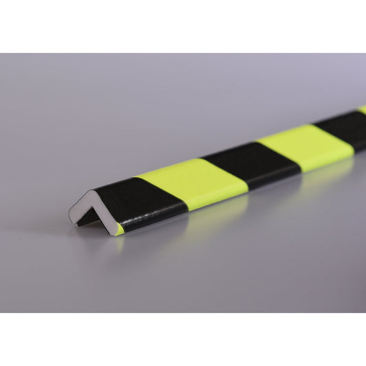 Knuffi® corner protection, type E, 1 m piece, black / fluorescent, magnetic.