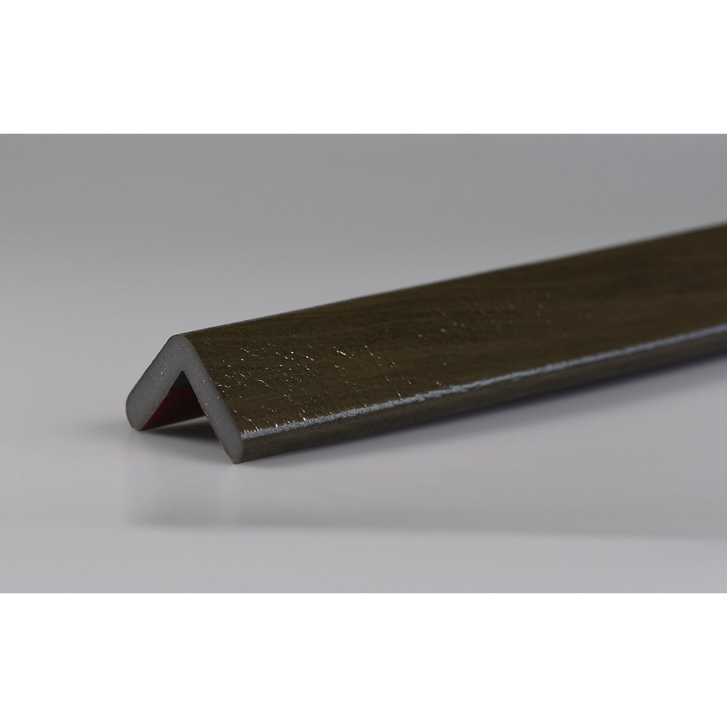 Knuffi® corner protection, type H, 1 m piece, dark wood finish.