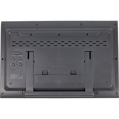 LCD radio synchronised wall clock, HxWxD 265 x 415 x 45 mm, matt silver.