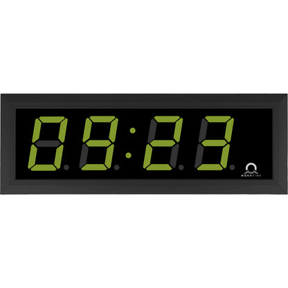 LED digital clock, HxWxD 118 x 333 x 39 mm, black, green LED.