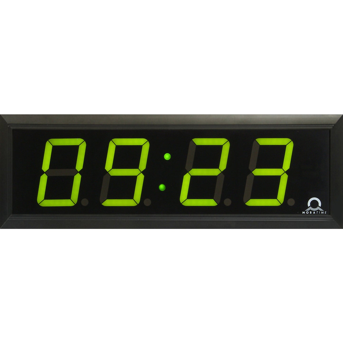LED digital clock, HxWxD 118 x 333 x 39 mm, black, green LED.