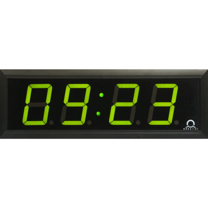 LED digital clock, HxWxD 118 x 333 x 39 mm, black, green LED.