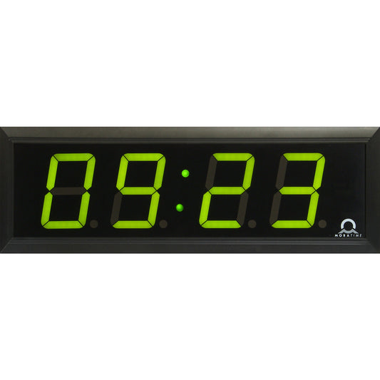 LED digital clock, HxWxD 118 x 333 x 39 mm, black, green LED.