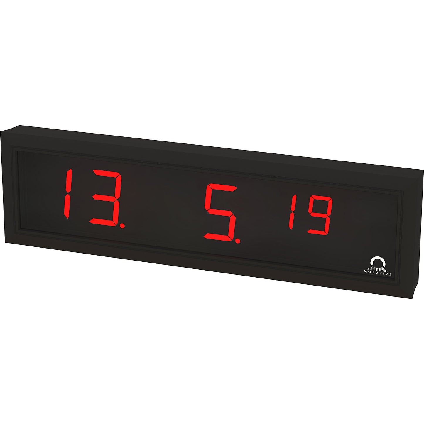LED digital clock, HxWxD 118 x 423 x 39 mm, black, red LED.