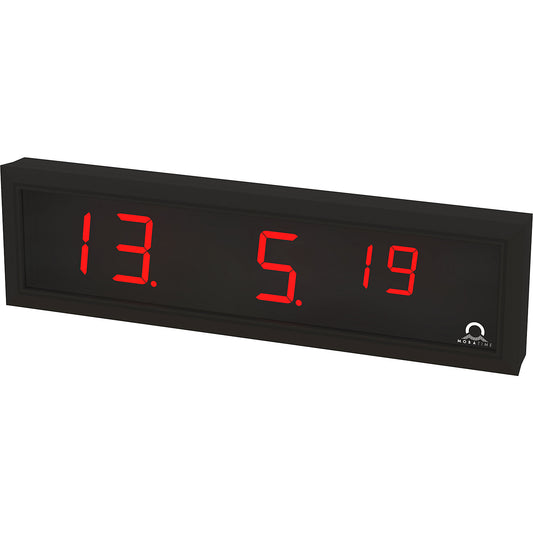 LED digital clock, HxWxD 118 x 423 x 39 mm, black, red LED.