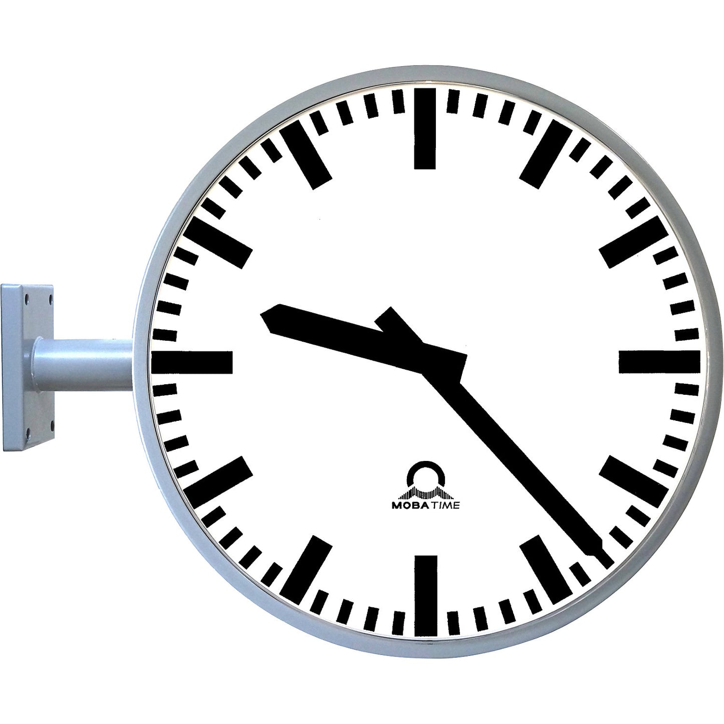 METROLINE outdoor clock, double sided, white aluminium.