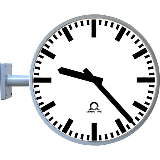 METROLINE outdoor clock, double sided, white aluminium.