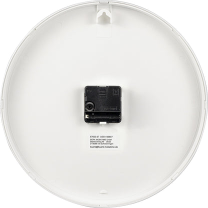 Wall clock, quartz time keeping mechanism, Ø 300 mm, housing silver, clock face black.