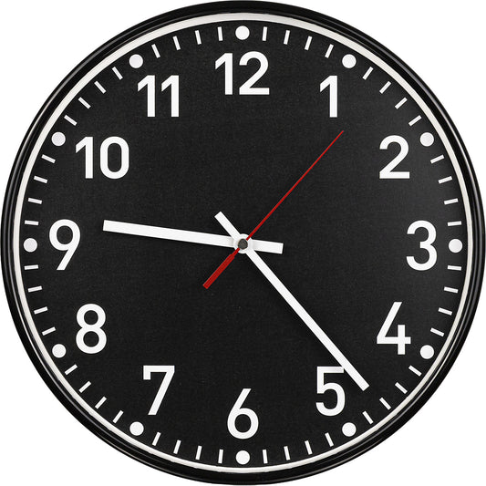 Wall clock, radio synchronised time keeping mechanism, Ø 300 mm, housing black, clock face black.