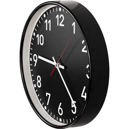 Wall clock, quartz time keeping mechanism, Ø 300 mm, housing black, clock face black.