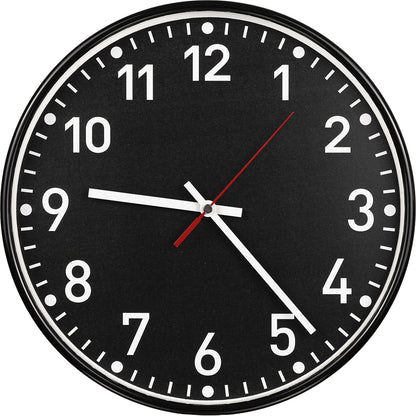 Wall clock, quartz time keeping mechanism, Ø 300 mm, housing black, clock face black.