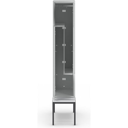 München Z locker with bench seat, 1 compartment, W 400 mm, light grey doors.