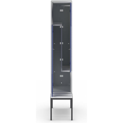 München Z locker with bench seat, 1 compartment, W 400 mm, gentian blue doors.