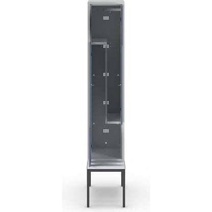 München Z locker with bench seat, 1 compartment, W 400 mm, doors blue grey.