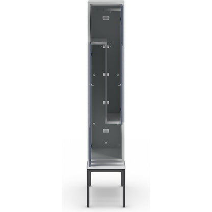 München Z locker with bench seat, 1 compartment, W 400 mm, pigeon blue doors.