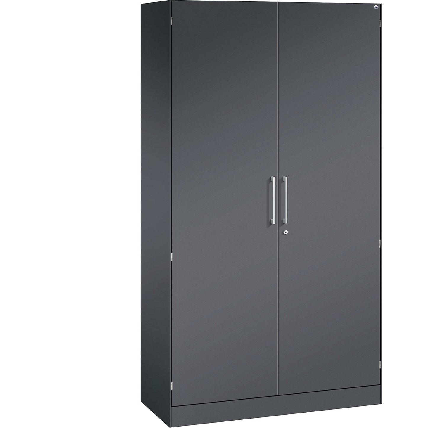 ASISTO double door cupboard, height 1980 mm, width 1000 mm, 4 shelves, black grey/black grey.