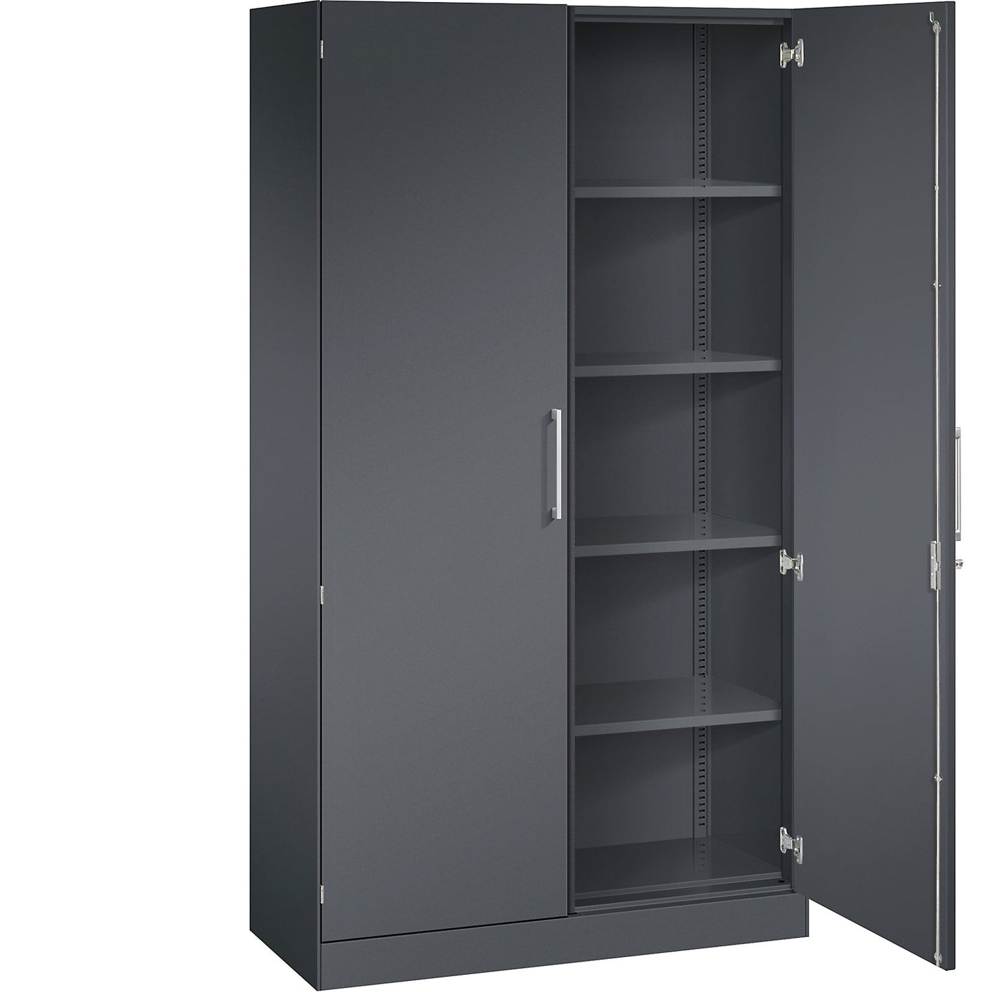 ASISTO double door cupboard, height 1980 mm, width 1000 mm, 4 shelves, black grey/black grey.
