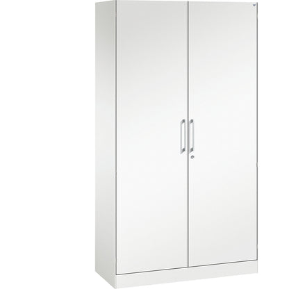 ASISTO double door cupboard, height 1980 mm, width 1000 mm, 4 shelves, traffic white/traffic white.