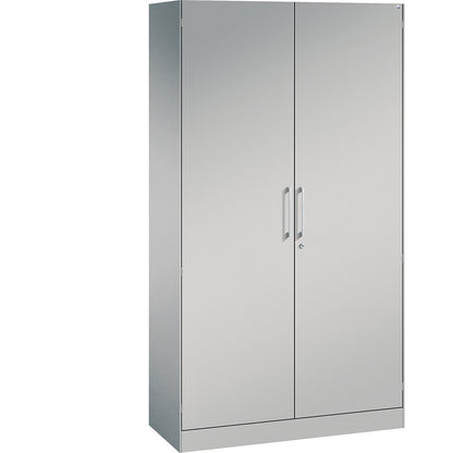 ASISTO double door cupboard, height 1980 mm, width 1000 mm, 4 shelves, white aluminium/white aluminium.