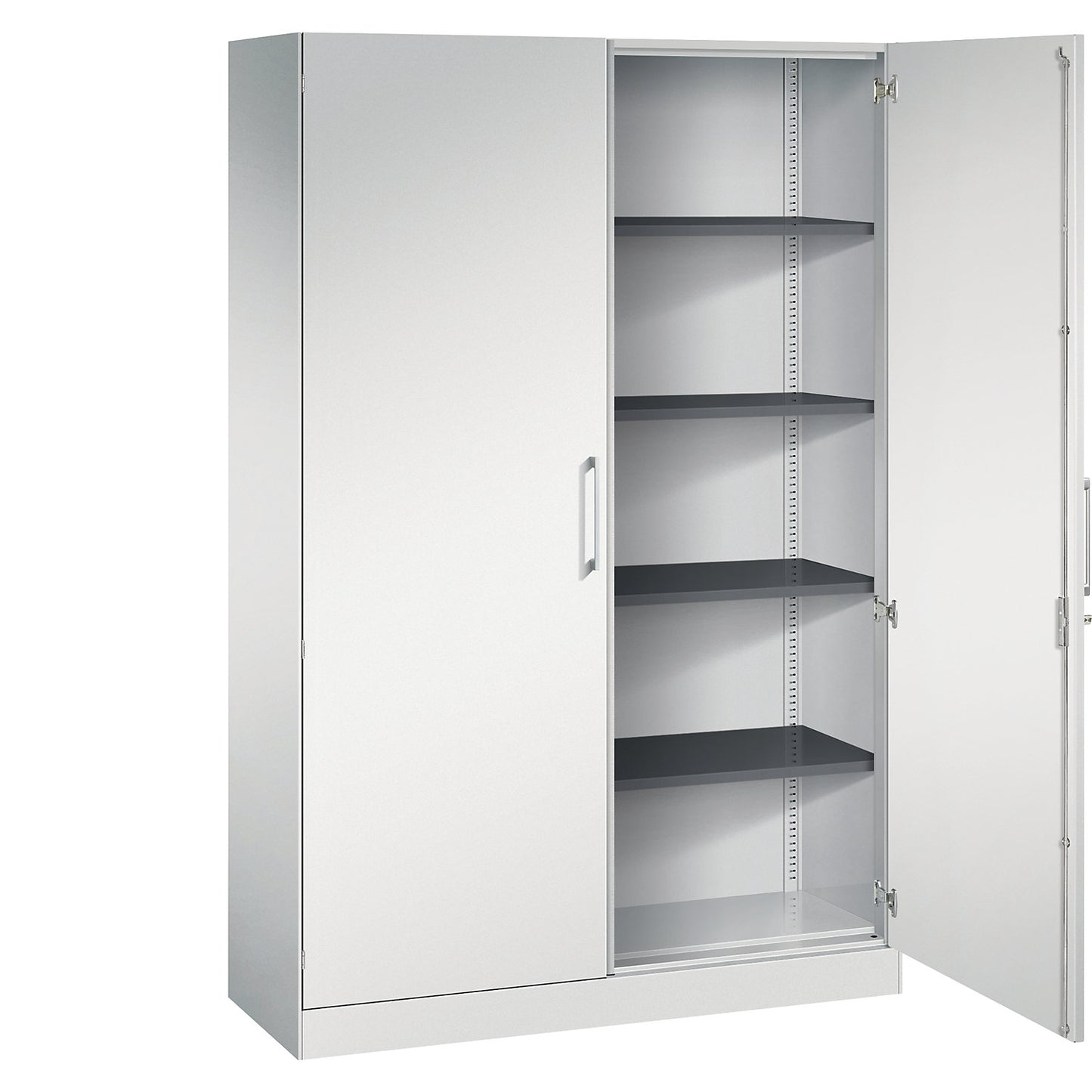 ASISTO double door cupboard, height 1980 mm, width 1200 mm, 4 shelves, light grey/light grey.