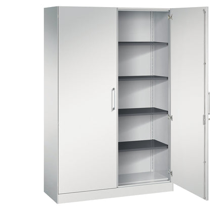 ASISTO double door cupboard, height 1980 mm, width 1200 mm, 4 shelves, light grey/light grey.