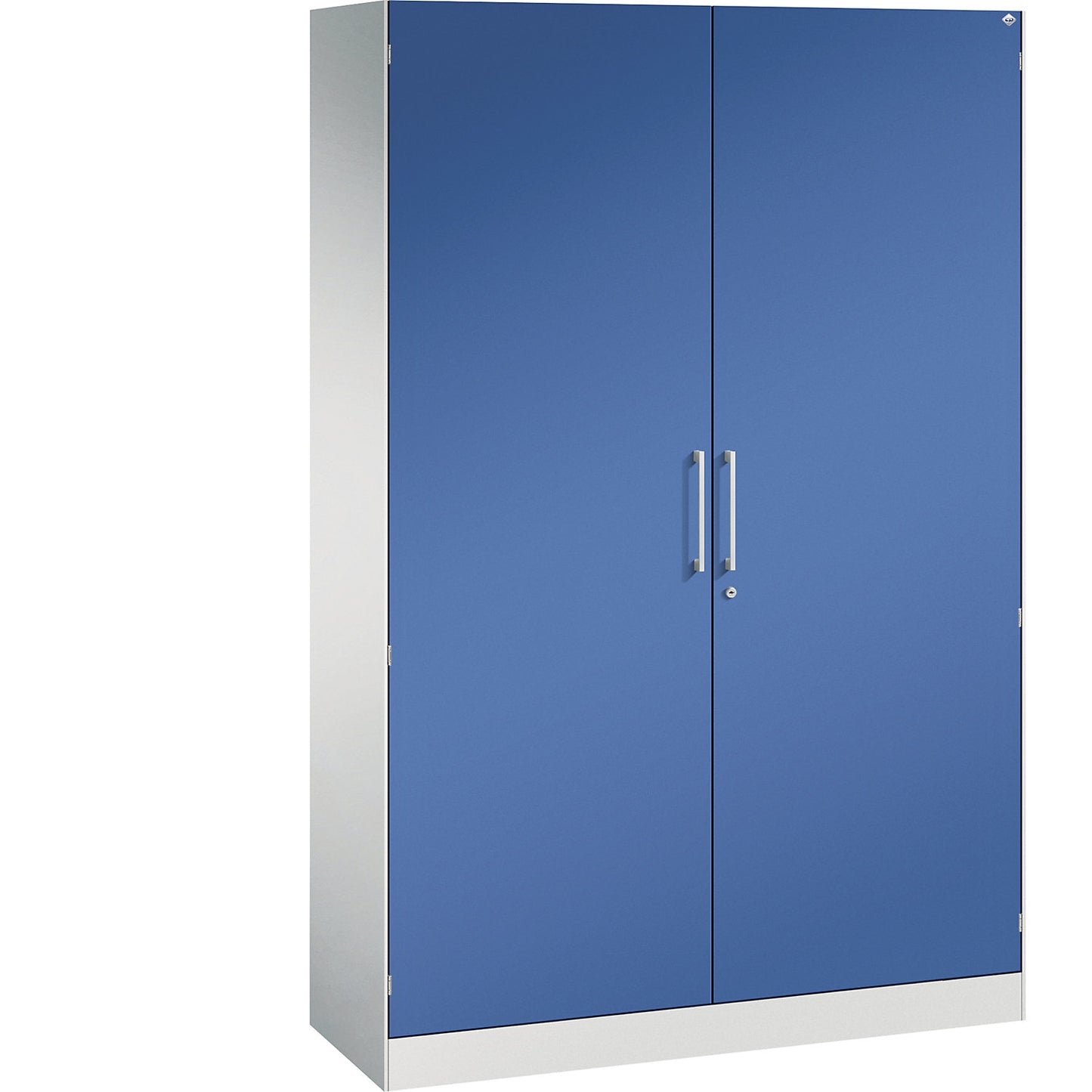 ASISTO double door cupboard, height 1980 mm, width 1200 mm, 4 shelves, light grey/gentian blue.