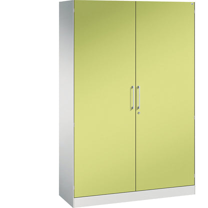 ASISTO double door cupboard, height 1980 mm, width 1200 mm, 4 shelves, light grey/viridian green.
