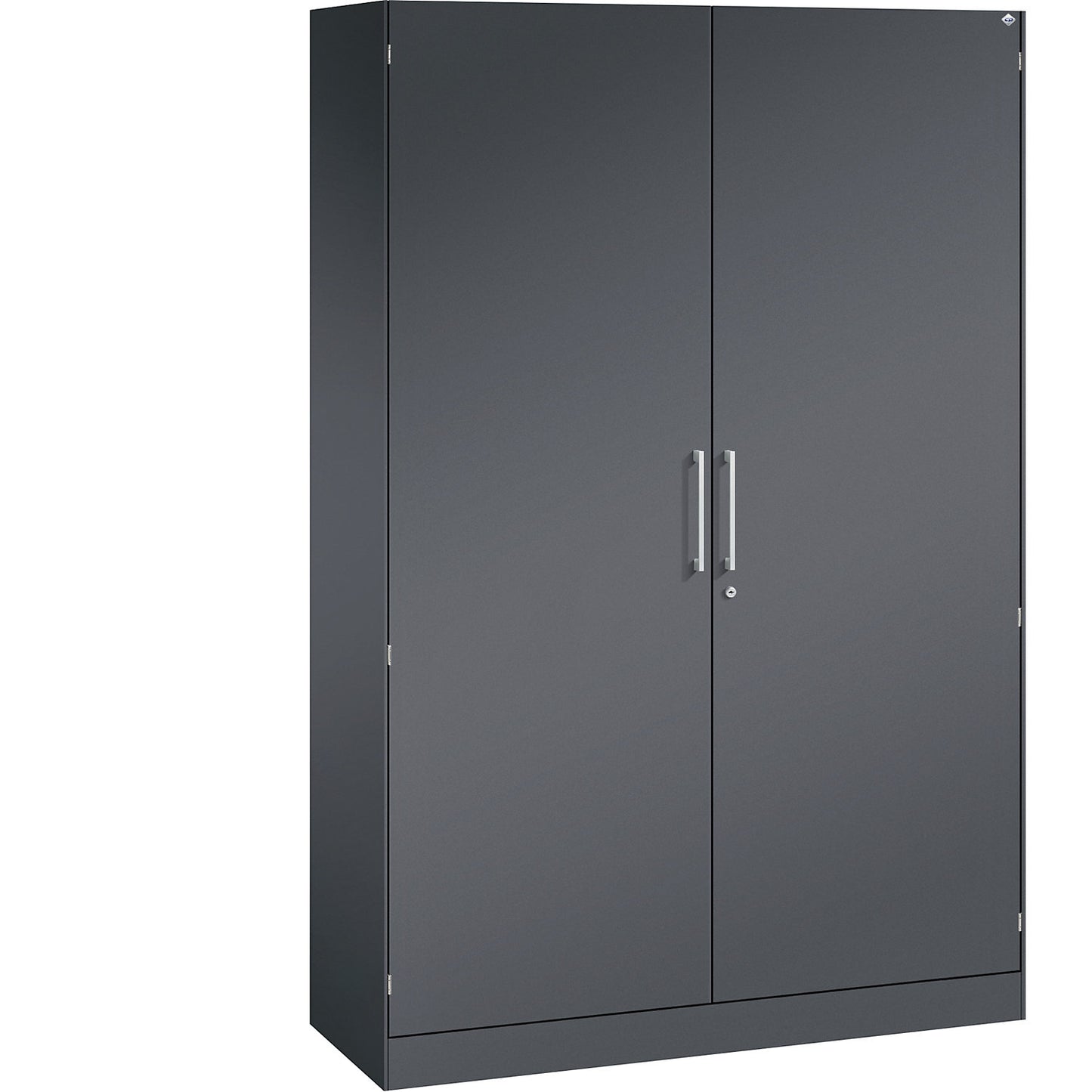ASISTO double door cupboard, height 1980 mm, width 1200 mm, 4 shelves, black grey/black grey.