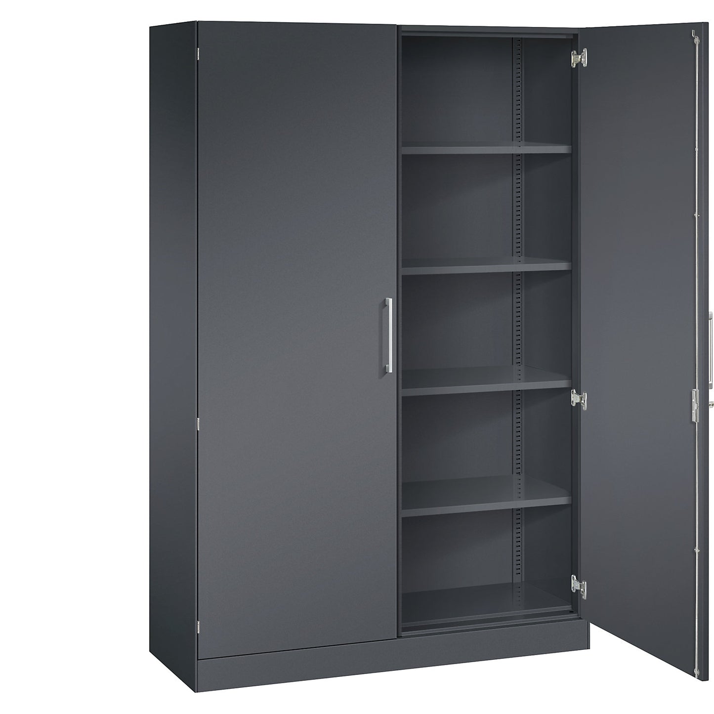 ASISTO double door cupboard, height 1980 mm, width 1200 mm, 4 shelves, black grey/black grey.