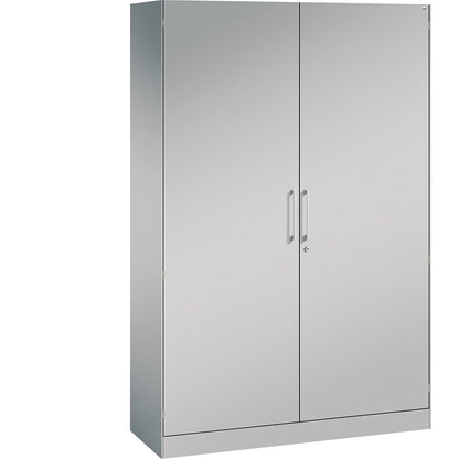 ASISTO double door cupboard, height 1980 mm, width 1200 mm, 4 shelves, white aluminium/white aluminium.