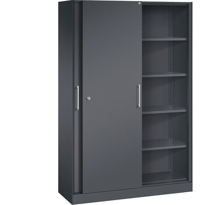 ASISTO sliding door cupboard, height 1980 mm, width 1200 mm, black grey/black grey.