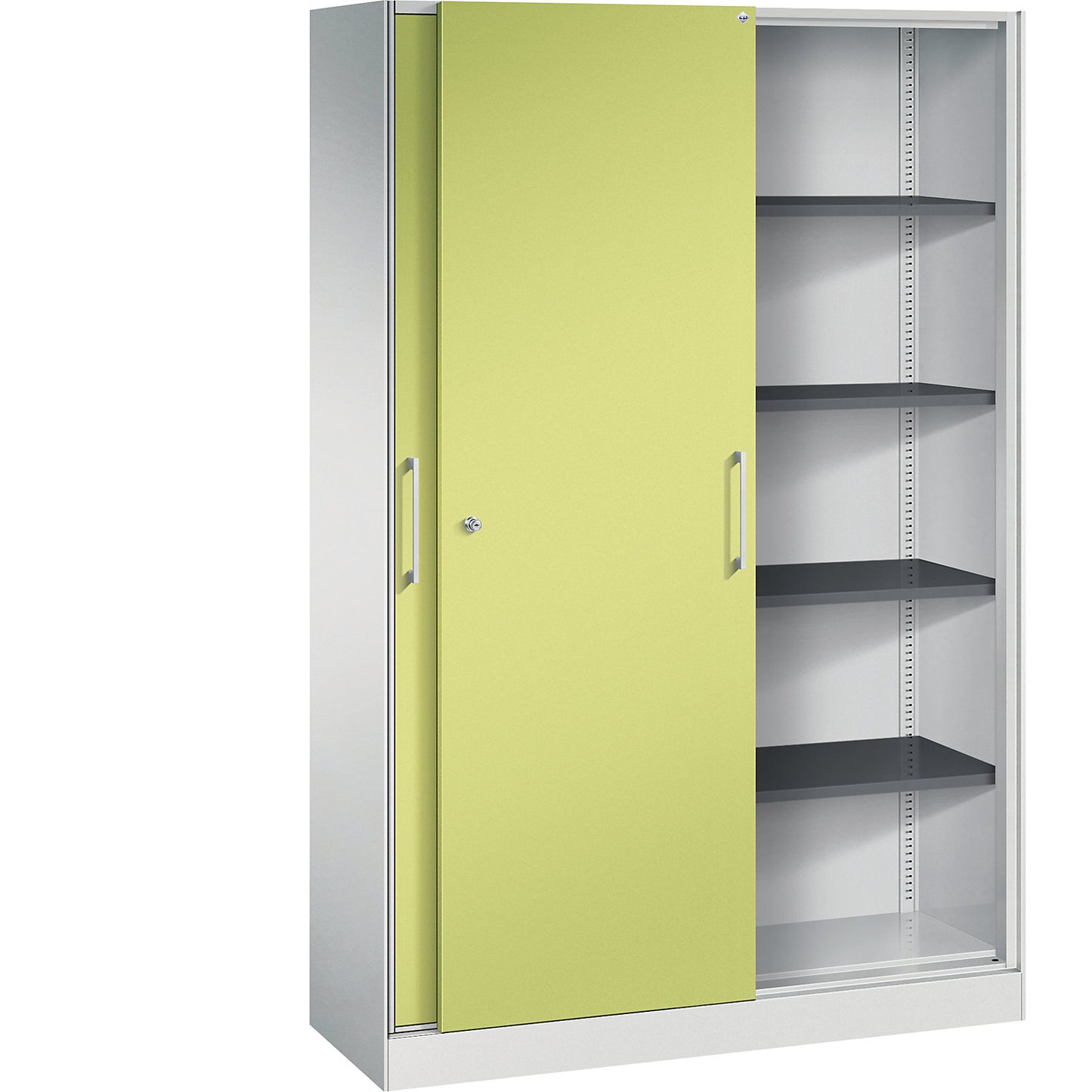 ASISTO sliding door cupboard, height 1980 mm, width 1200 mm, light grey/viridian green.