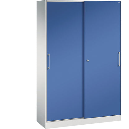 ASISTO sliding door cupboard, height 1980 mm, width 1200 mm, light grey/gentian blue.
