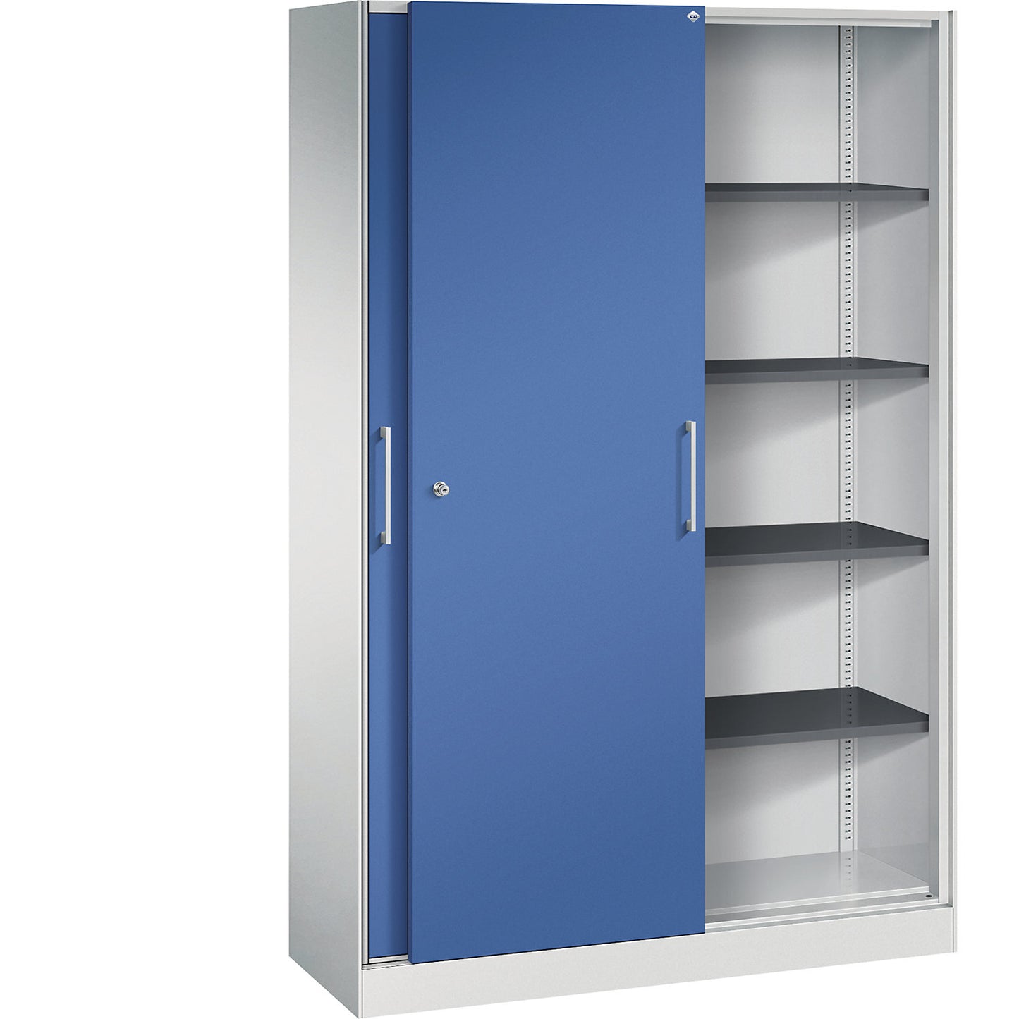 ASISTO sliding door cupboard, height 1980 mm, width 1200 mm, light grey/gentian blue.