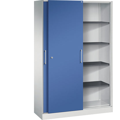 ASISTO sliding door cupboard, height 1980 mm, width 1200 mm, light grey/gentian blue.