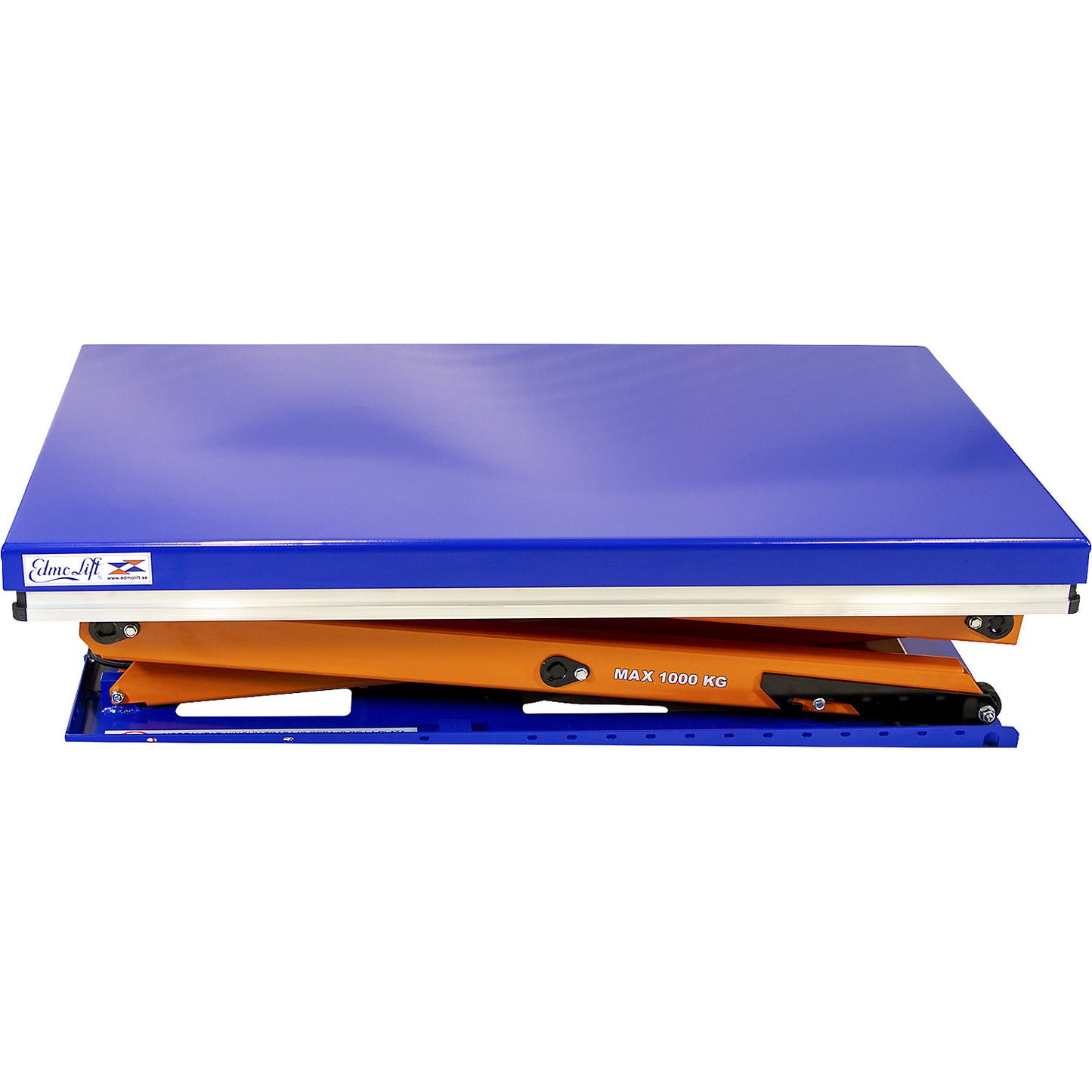 Compact lift table, max. load 1000 kg, platform LxW 1300 x 800 mm, effective lifting range 320 - 1920 mm.
