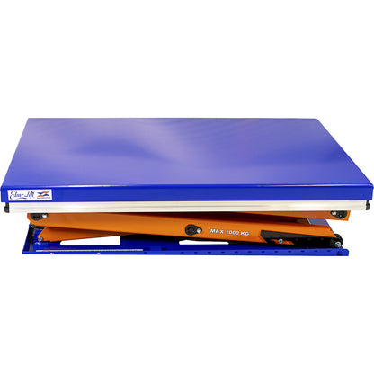 Compact lift table, max. load 1000 kg, platform LxW 1300 x 800 mm, effective lifting range 320 - 1920 mm.