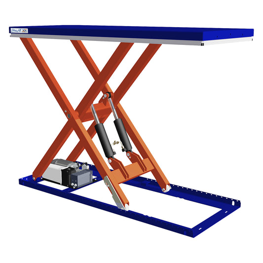 Compact lift table, max. load 1000 kg, platform LxW 2000 x 800 mm, effective lifting range 200 - 1500 mm.
