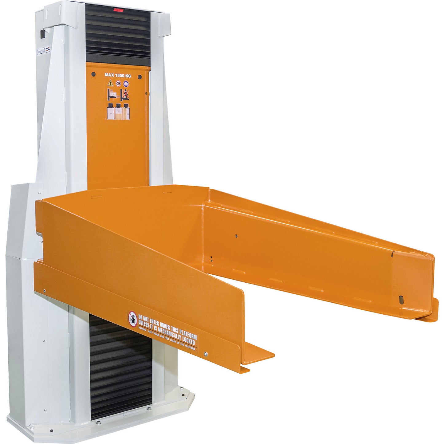 Pallet lifter, no tilt function, lifting range 50 - 930 mm, max. load 1500 kg.