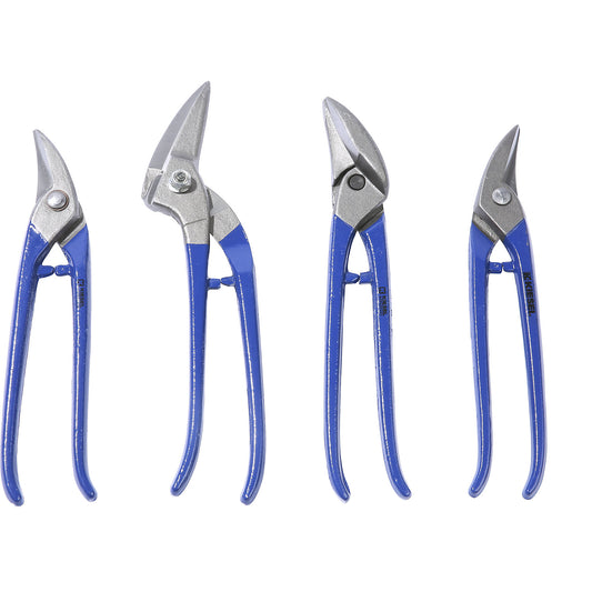 IDEAL set of snips, 4 hole cutting, ideal and pelican snips, in cardboard box.