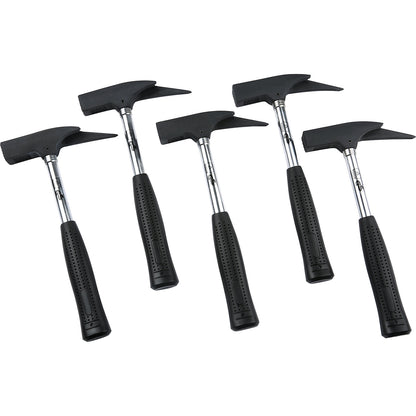 Set of roofing hammers with fibreglass handle, with tubular steel handle, 5 parts in cardboard box.