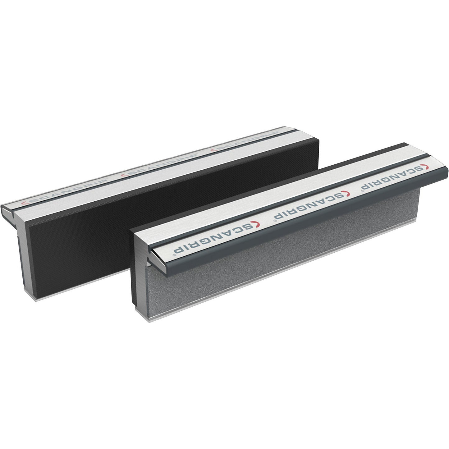 Magnetic vice jaws, made of hardened aluminium with rubber face, 1 pair, jaw width 180 mm.