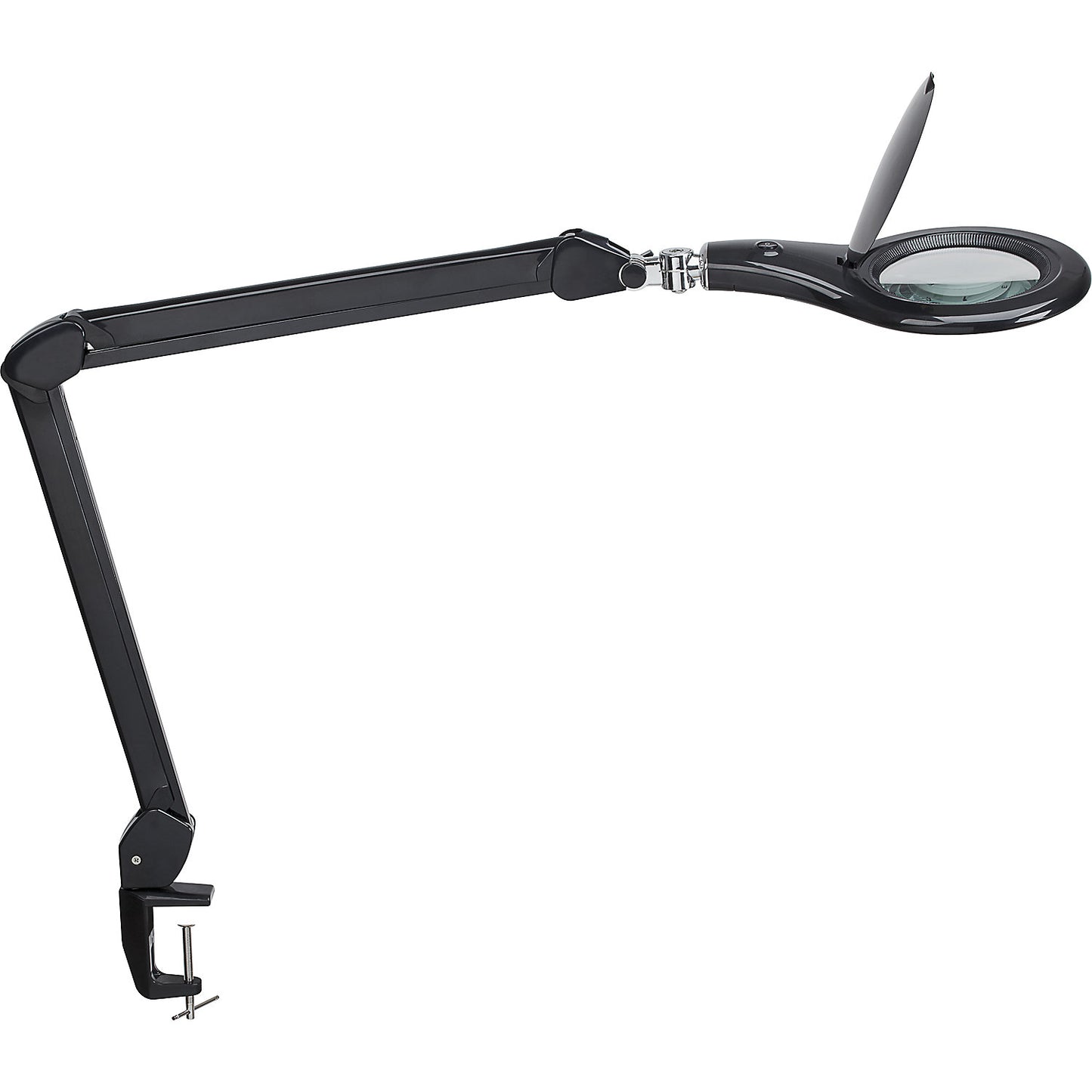MAULmakro LED magnifying lamp, with clamp base, black.
