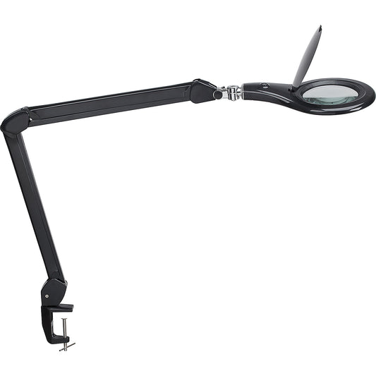 MAULmakro LED magnifying lamp, with clamp base, black.