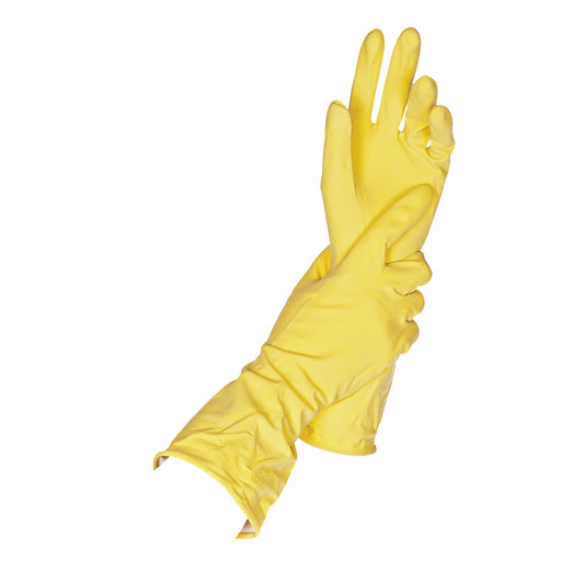 Universal gloves, latex, yellow, pack of 144 pairs, size 7 (S).