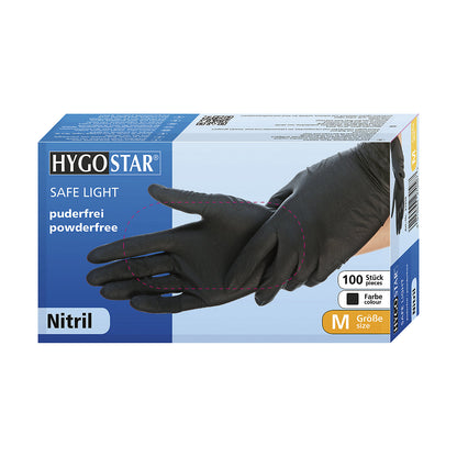 SAFE LIGHT disposable nitrile gloves, black, size 11 (XXL), pack of 900.