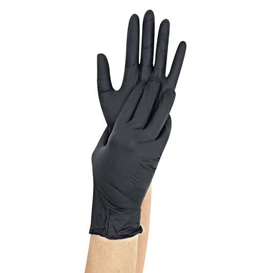 SAFE LIGHT disposable nitrile gloves, black, size 11 (XXL), pack of 900.